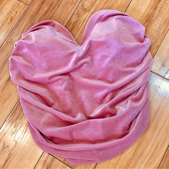 Express body couture form fitting dark blush pink velour stretch tube to… - Picture 2 of 3